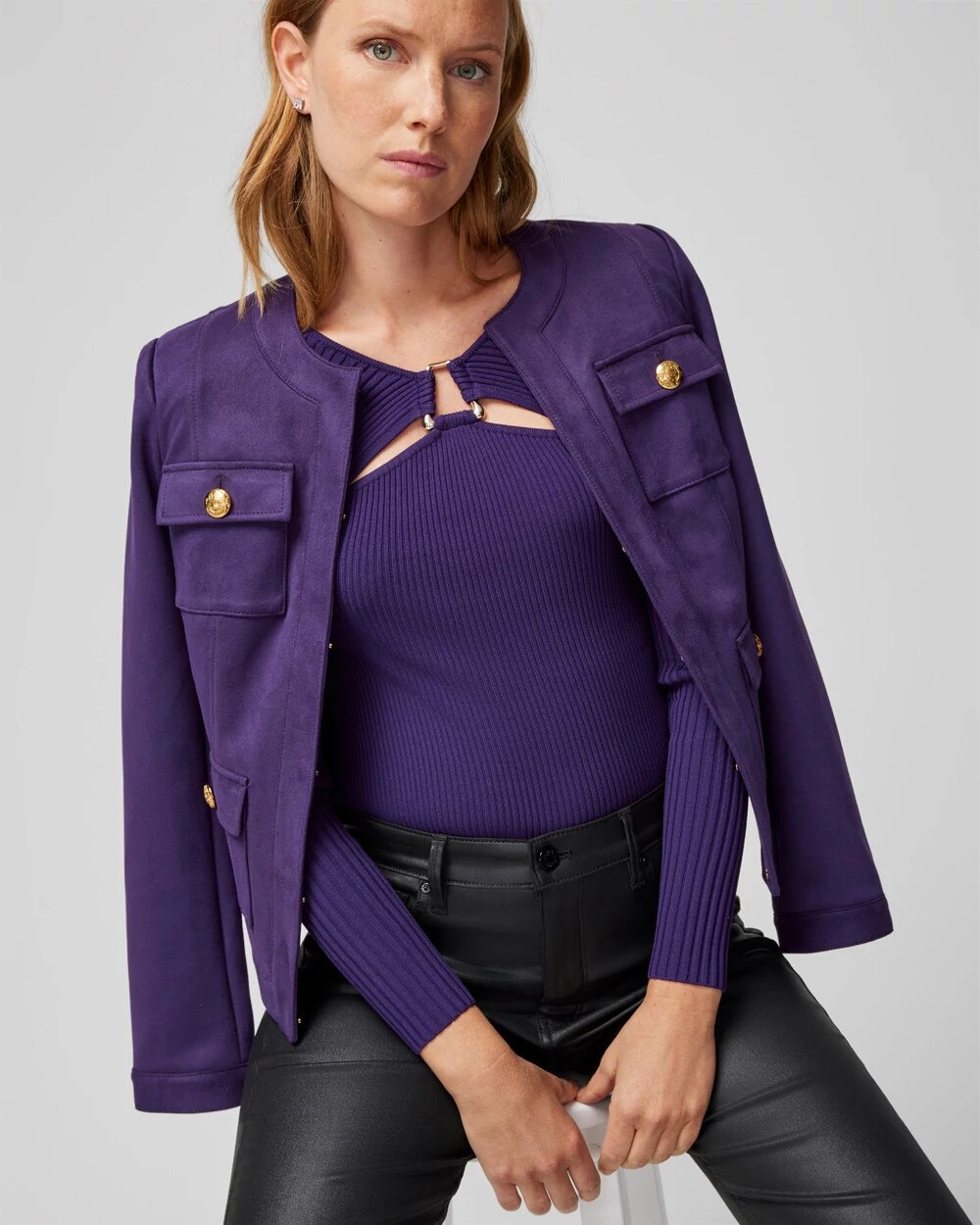 Long Sleeve Cutout Hardware Pull Over - image 2