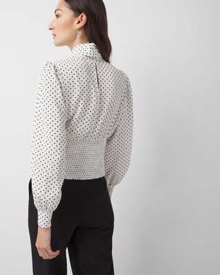 Tie-Neck Shirred Blouse click to view larger image.