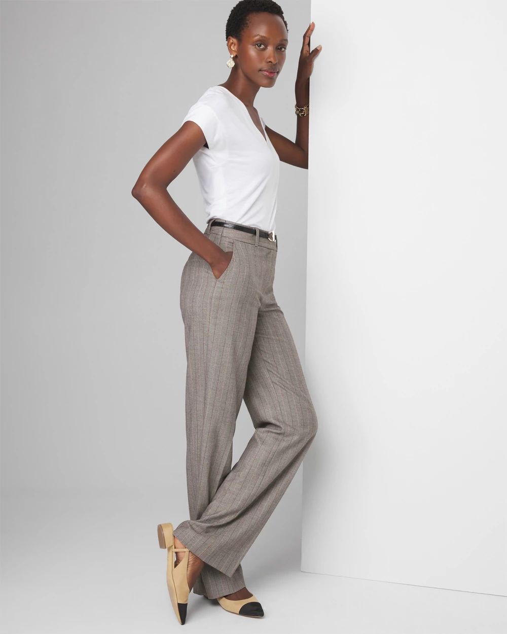 WHBM® Luna Wide Leg Pinstripe Trousers
