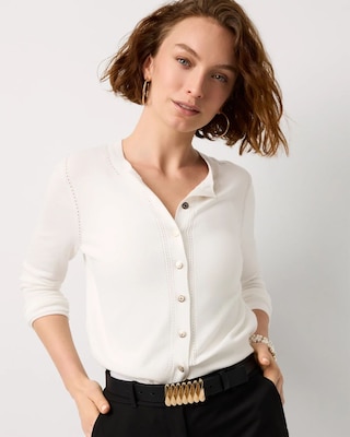 Crewneck Button-Front Cardigan