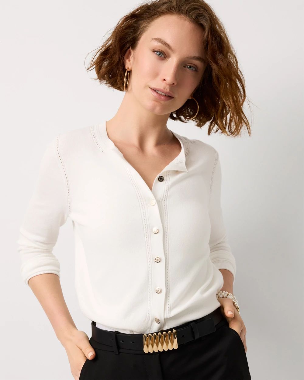 Crewneck Button-Front Cardigan