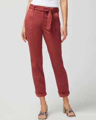 Pret High-Rise Belted Straight Cropped Pant