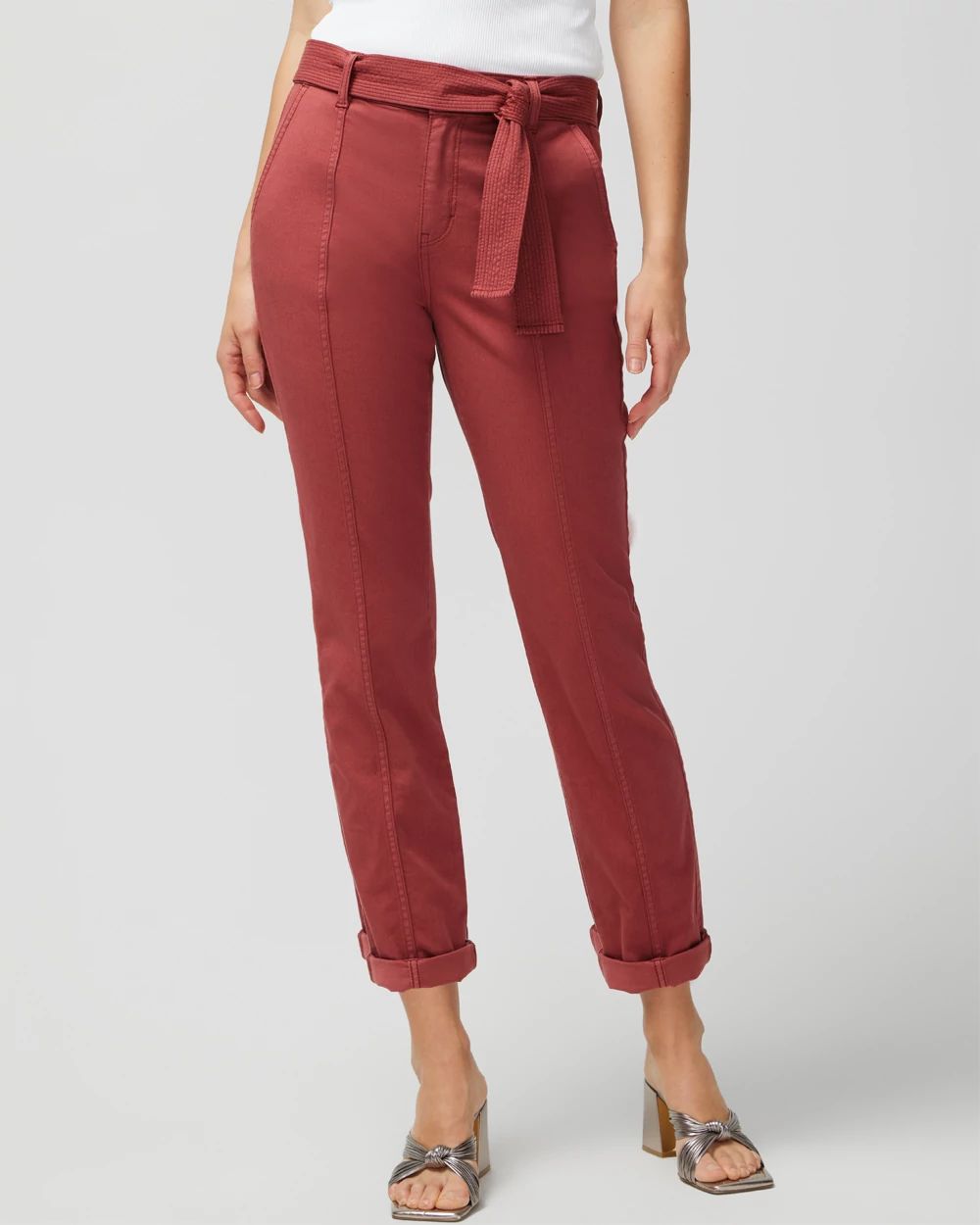 Pret High-Rise Belted Straight Cropped Pant