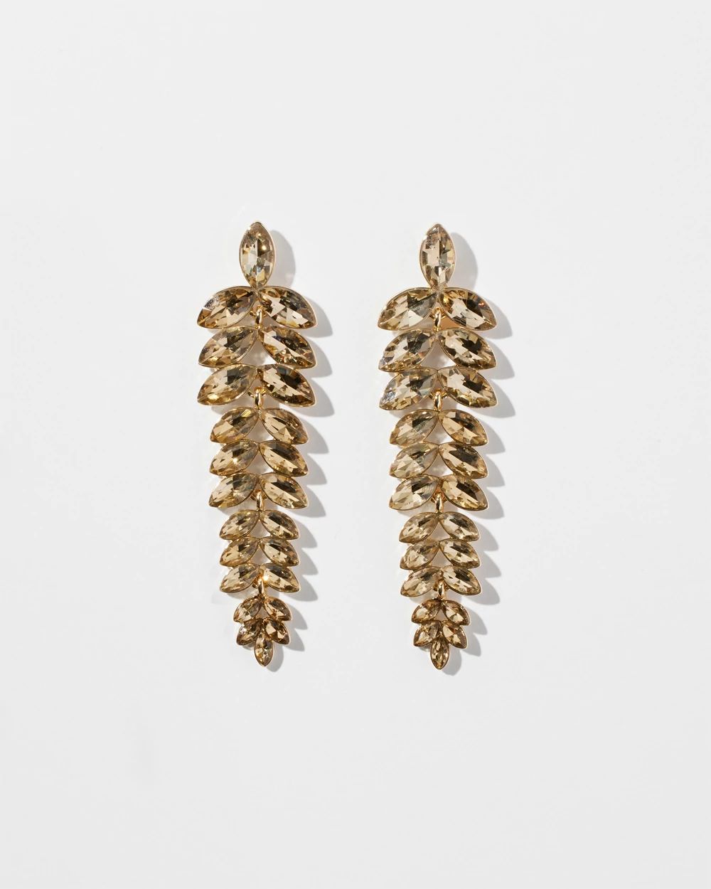 Gold Crystal Leaf Statement Earrings click to view larger image.