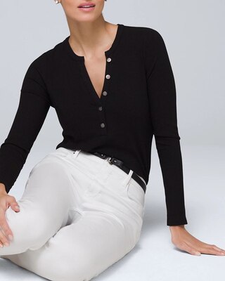 Stripe Ribbed Henley Tee