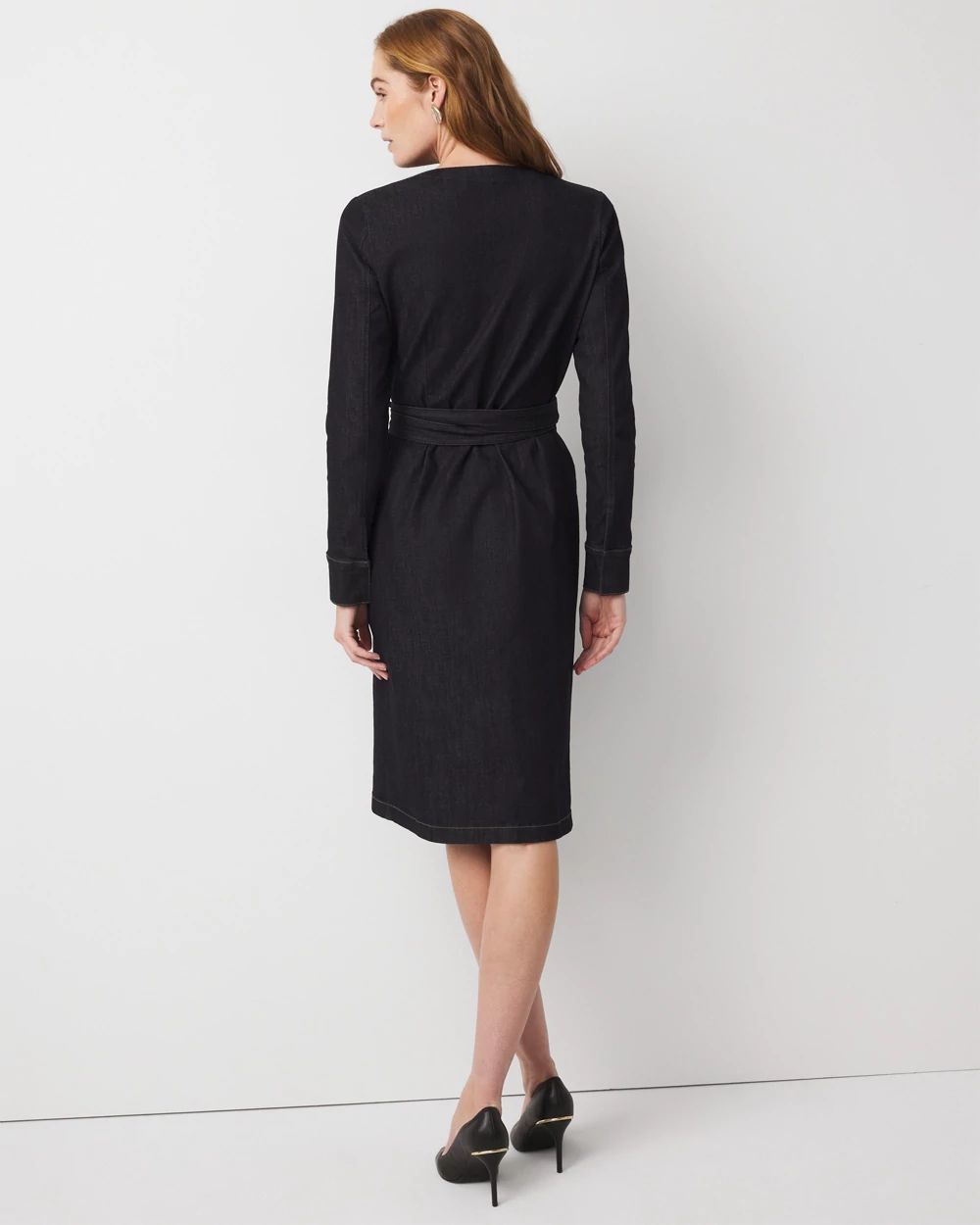 Denim Wrap Midi Dress