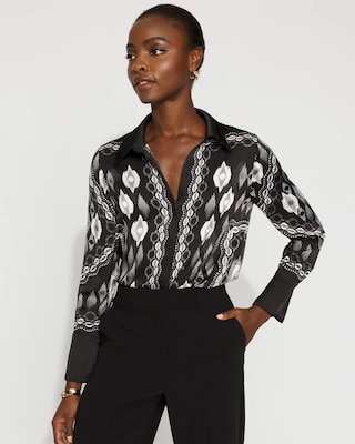 Satin Tuxedo Cuff Shirt