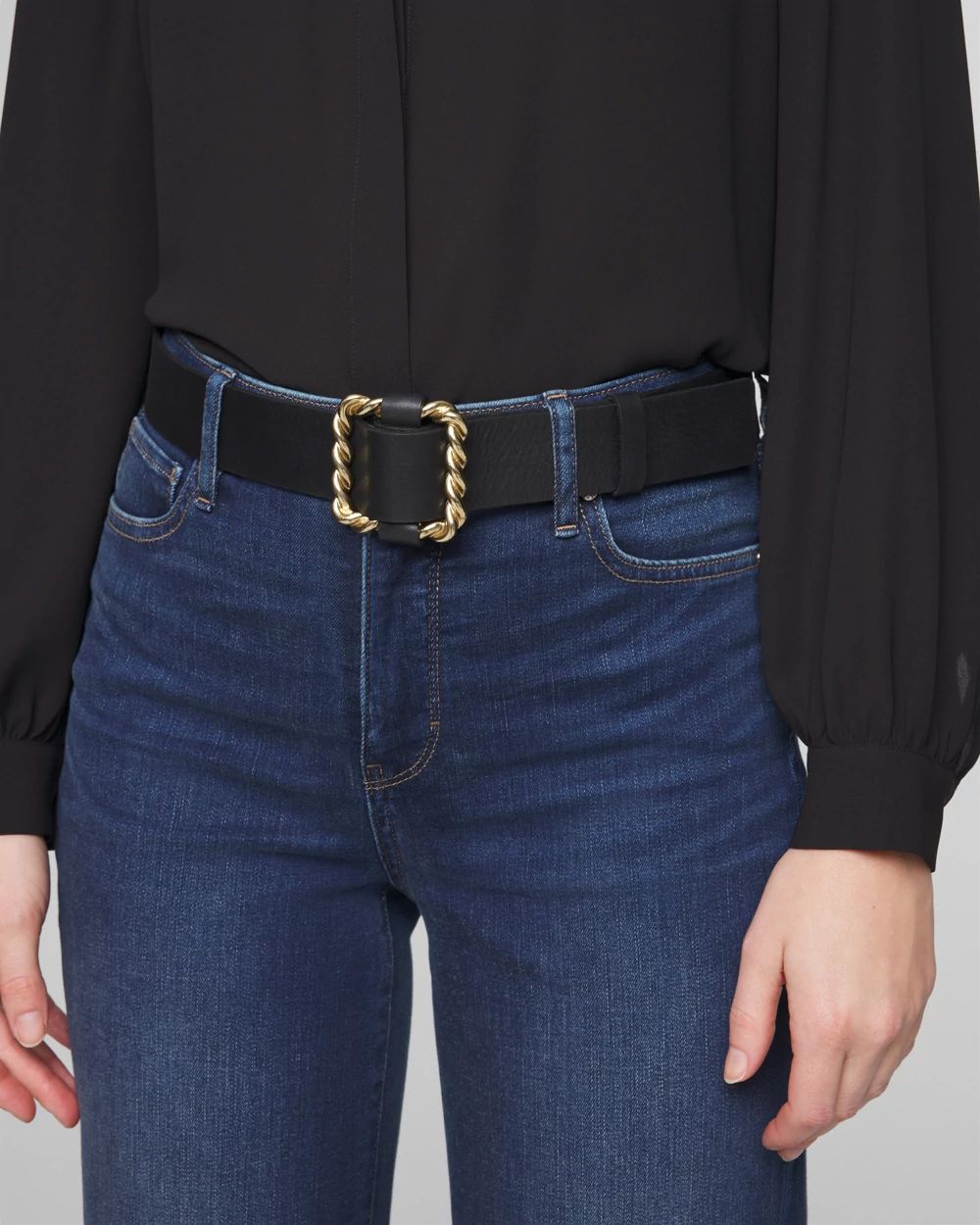 Twisted Buckle Denim Belt