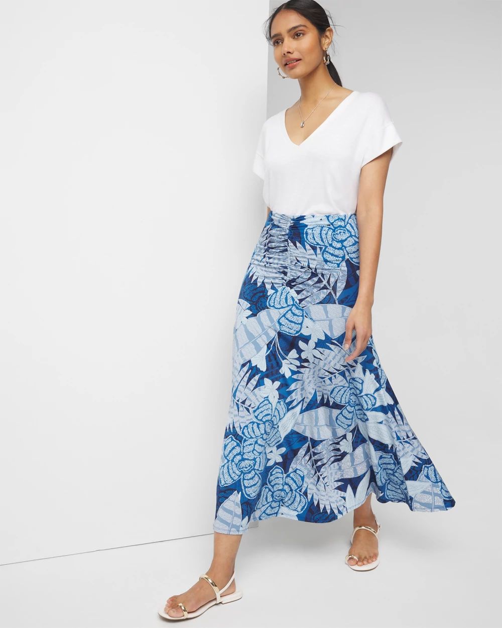 Ruched Front Maxi Skirt