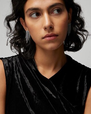 Hematite Jet Short Fringe Earrings