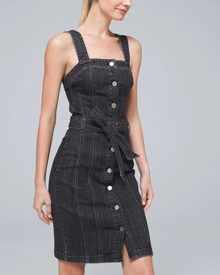 Sleeveless Button-Front Denim Dress