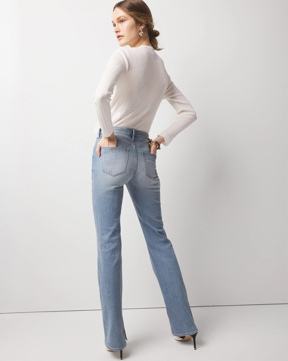 High-Rise Slit Hem Bootcut Jean
