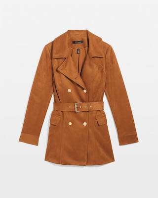 Faux Suede Trench Coat click to view larger image.