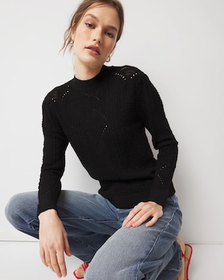 Mock Neck Pointelle Sweater click to view larger image.