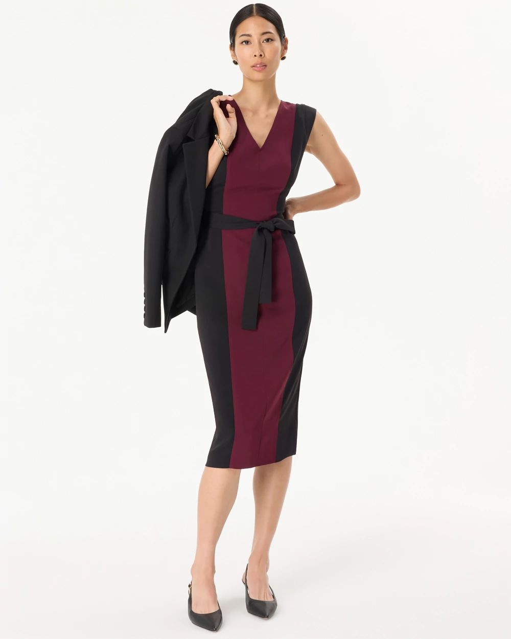 Colorblock V-neck Sheath Dress click to view larger image.