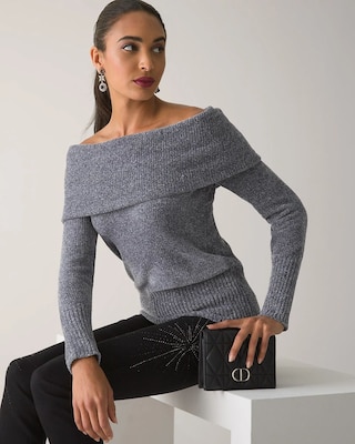 Off-the-Shoulder Chenille Sweater