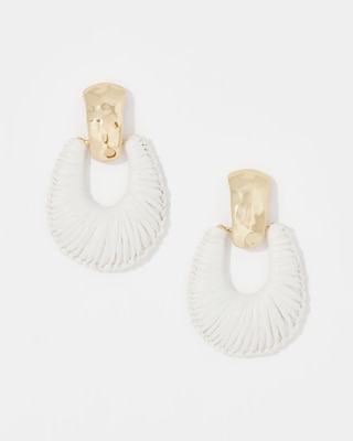Gold + Ecru Raffia Drop Earrings click to view larger image.