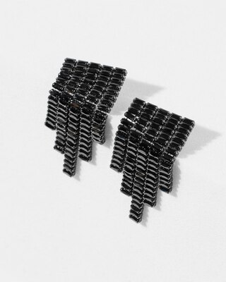 Hematite Jet Short Fringe Earrings
