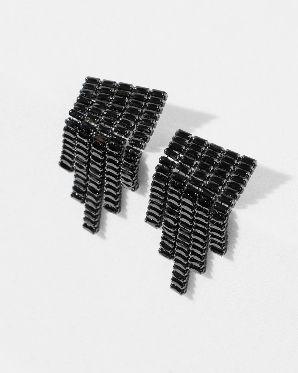 Hematite Jet Short Fringe Earrings