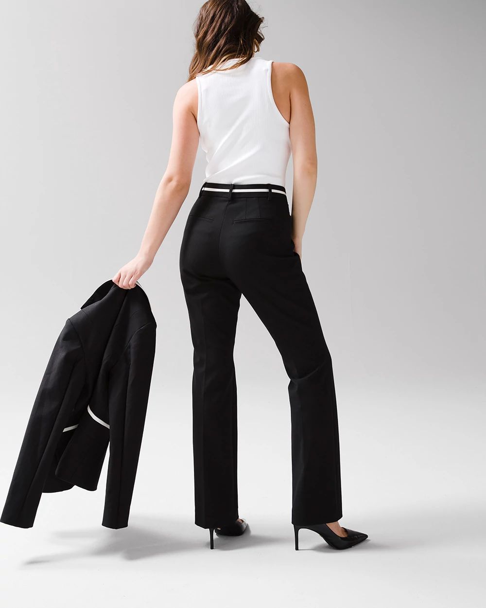 Curvy WHBM® Ines Slim Bootcut Comfort Stretch Colorblack Pant click to view larger image.
