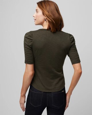 Shirred Sleeve Crewneck Tee
