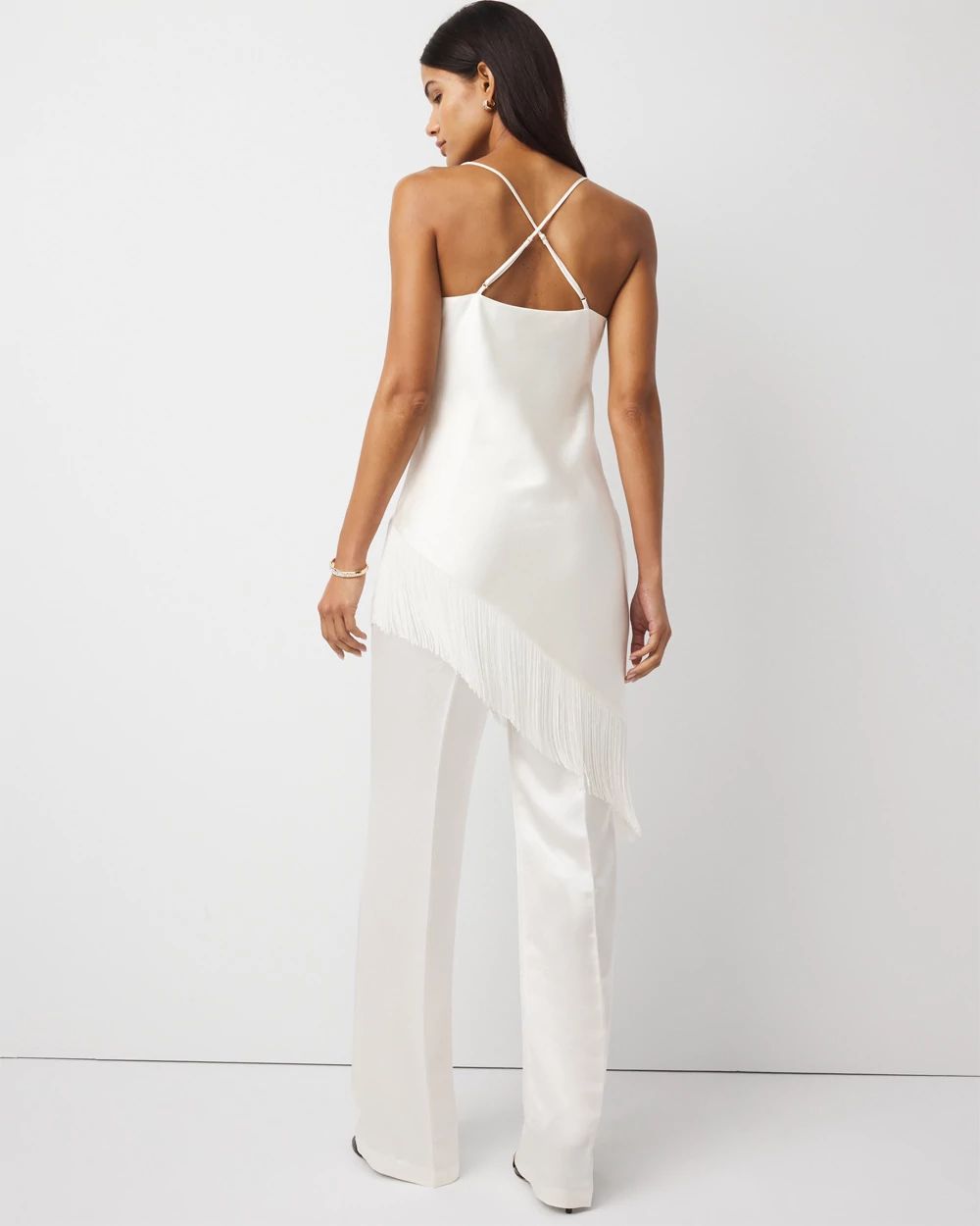 Petite Fringe Satin Jumpsuit