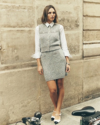 Metallic Tweed Sweater Skirt