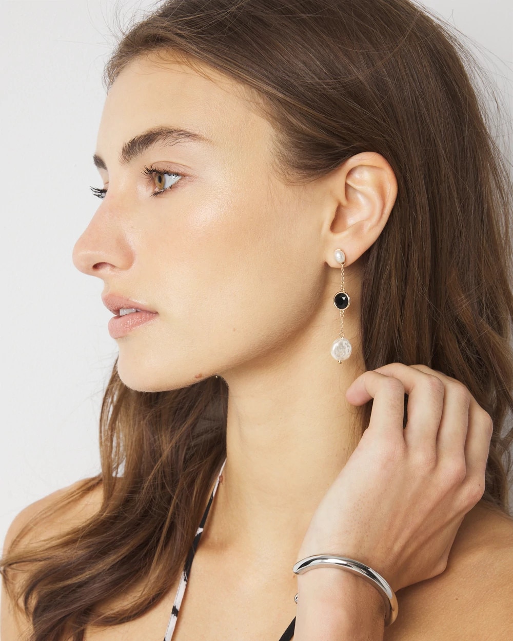 Black + White Linear Earrings