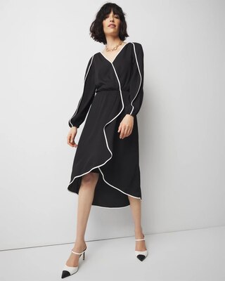 Petite Contrast Ruffle Midi Dress click to view larger image.