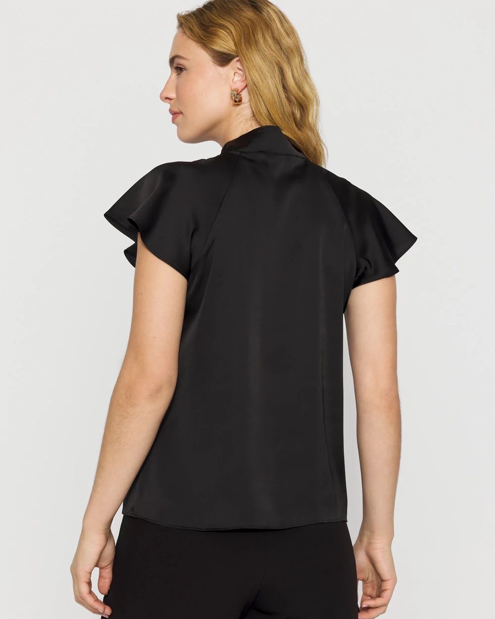 Flutter-Sleeve Satin Shirt click to view larger image.