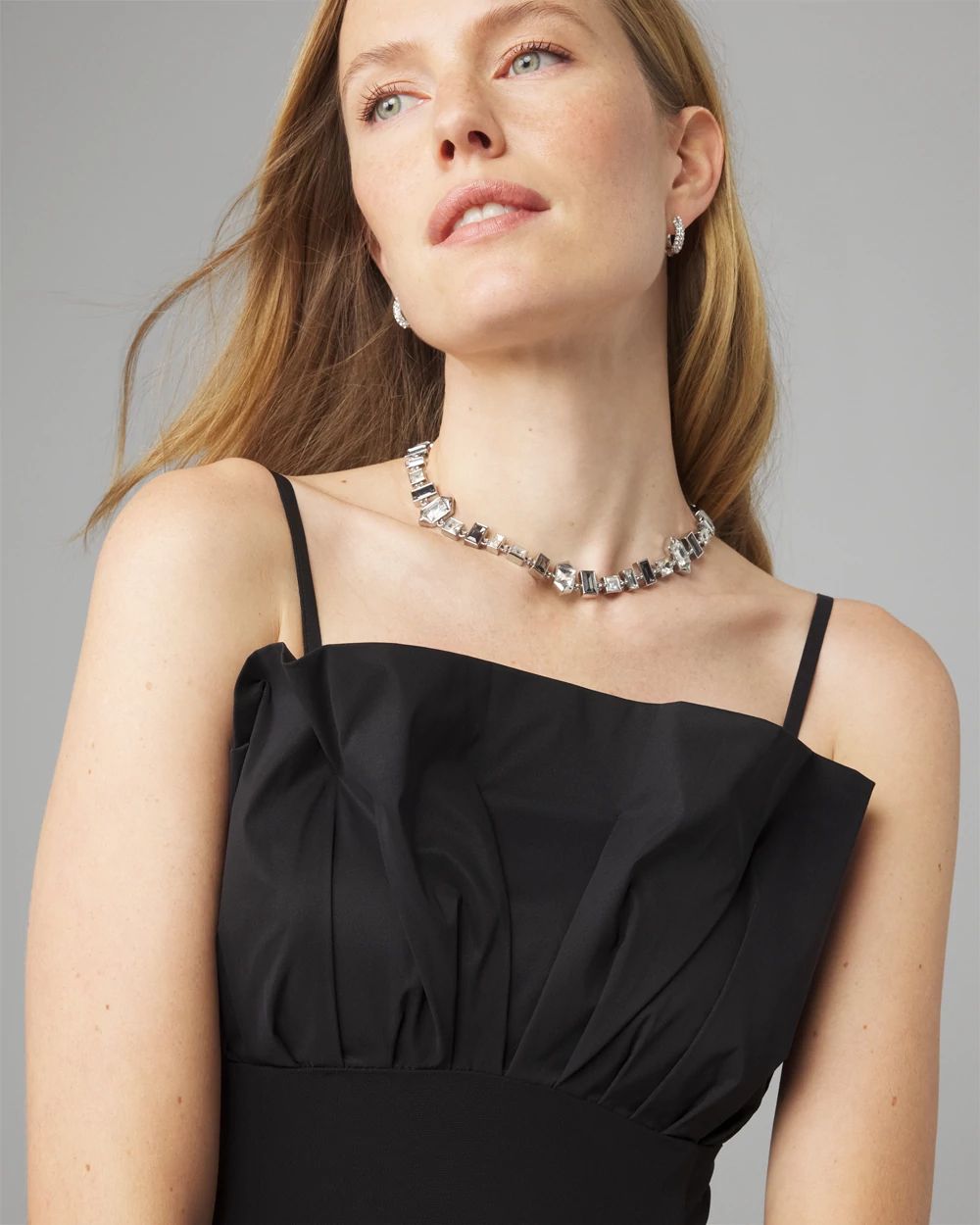 Petite Strapless Ruffle Sheath