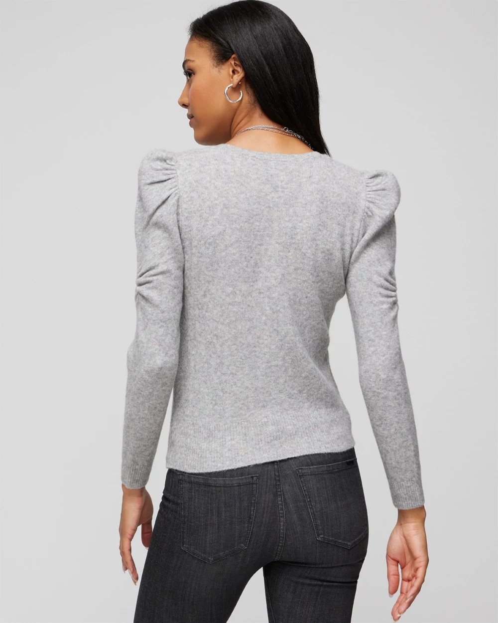 Puff Sleeve V-Neck Pull Over