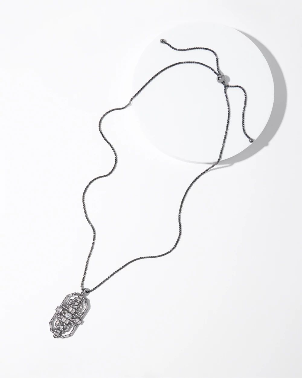 Art Deco Hematite Adjustable Pendant