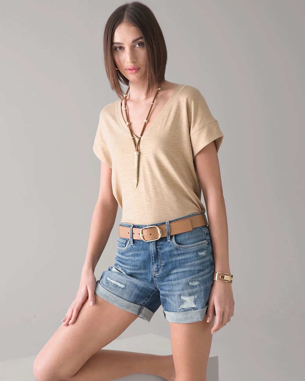 Stretchy Mid Waist Denim Shorts For Women Casual Petite Shorts