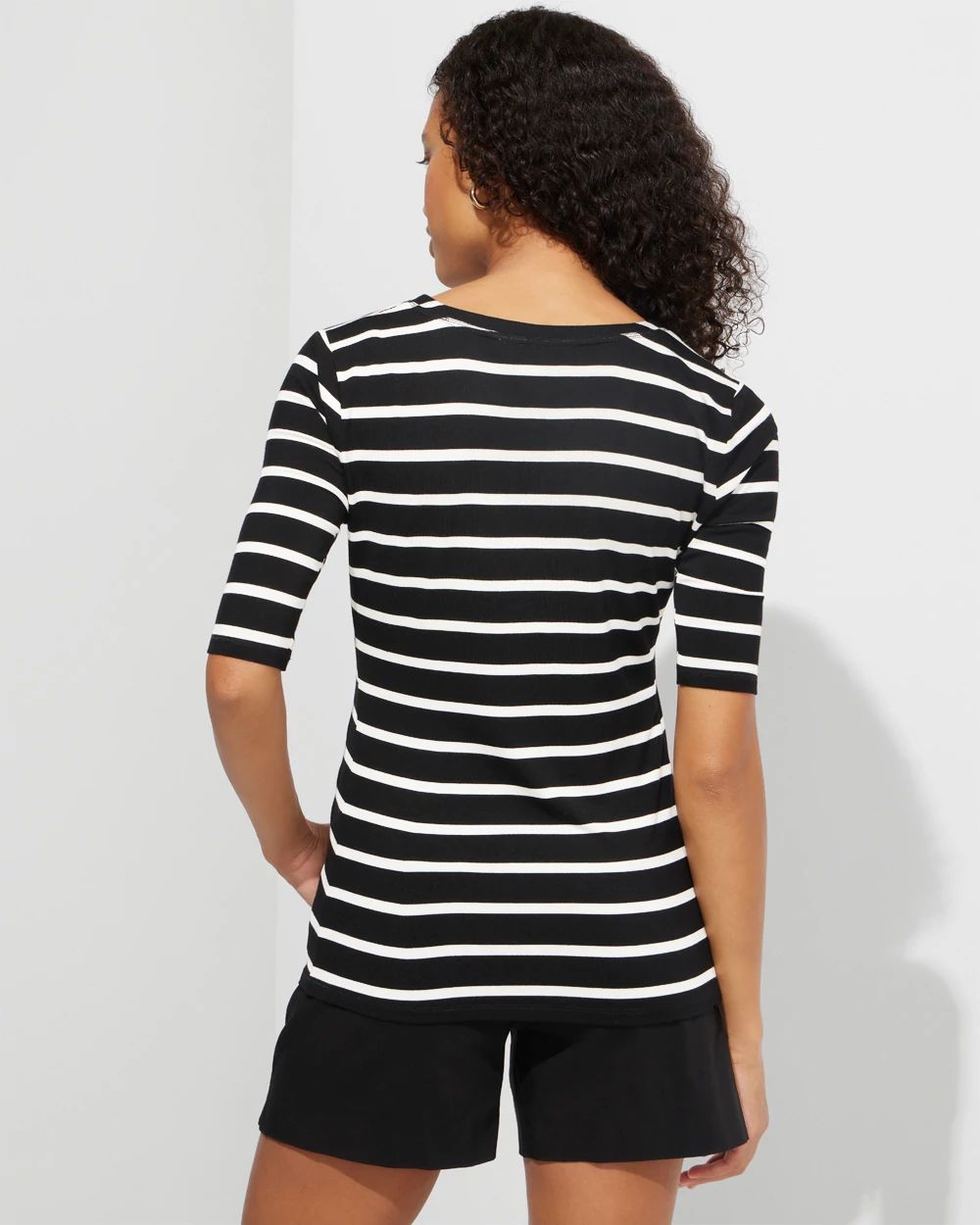 Outlet WHBM Elbow Sleeve V-Neck Knit Tee click to view larger image.
