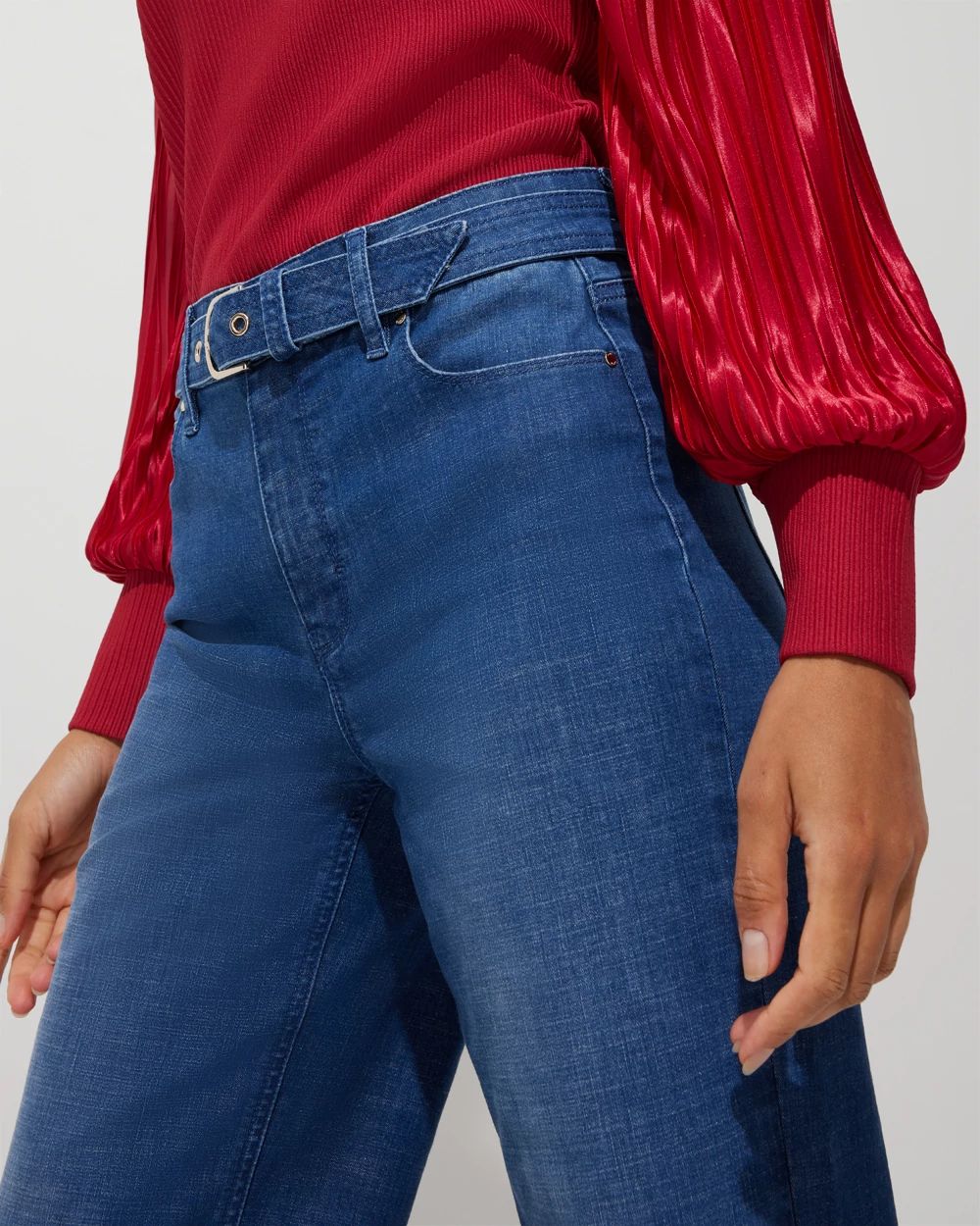 Outlet WHBM Belted High Rise Wide Leg Jeans