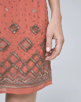 Embellished White Shift Dress