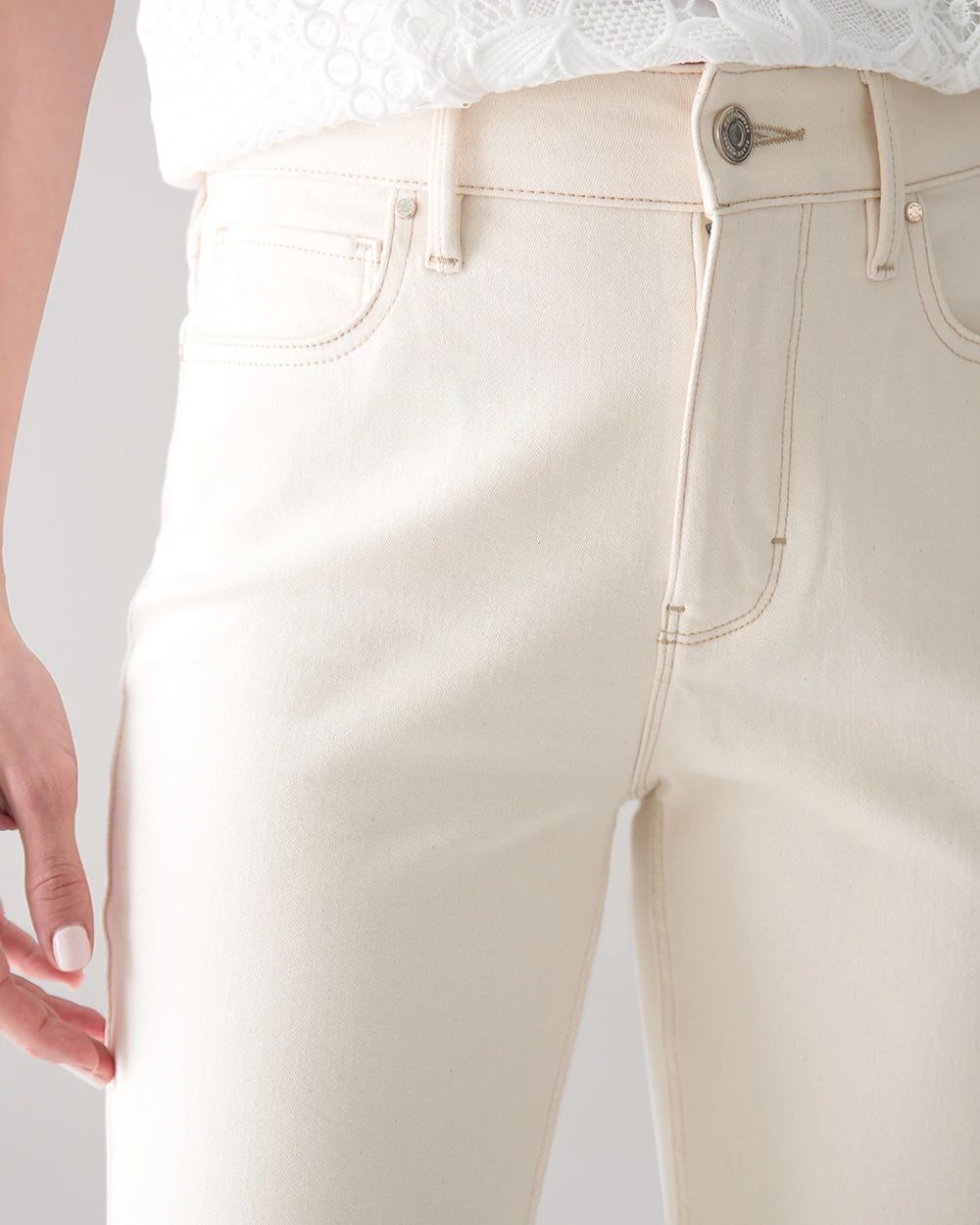 Curvy-Fit High-Rise Natural Boot Cut Cropped Jeans