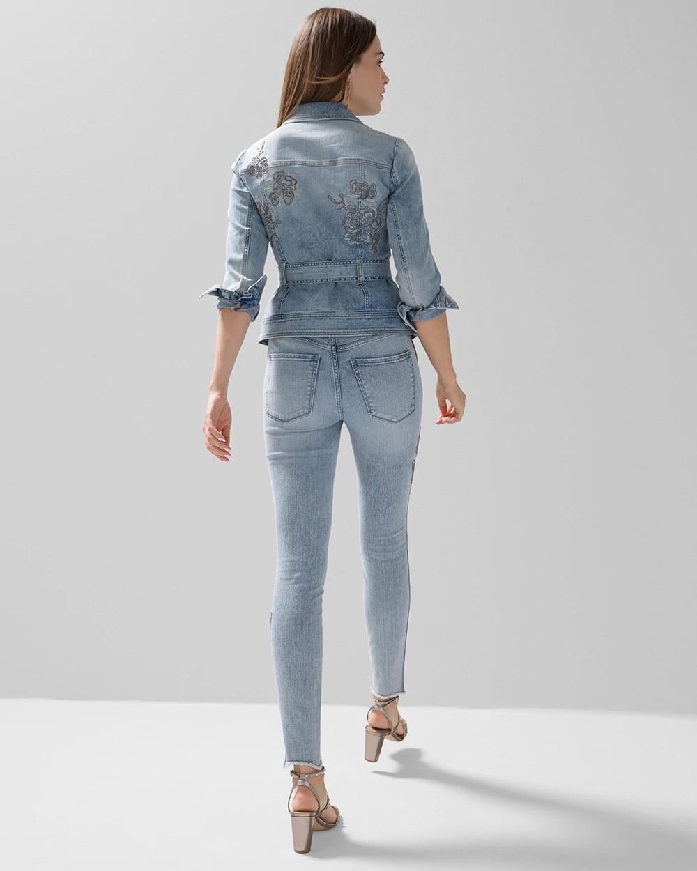 High-Rise Ball Chain Embroidered Skinny Jeans