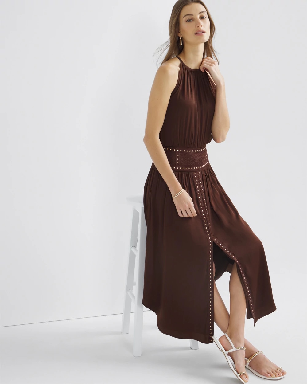 Petite Halter Studded Midi