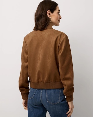 Faux Suede Bomber Jacket click to view larger image.