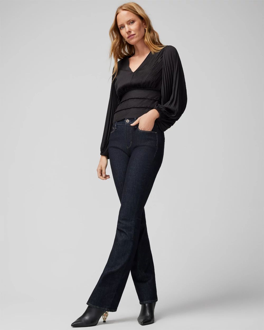 Pintucked Banded Bottom Blouse
