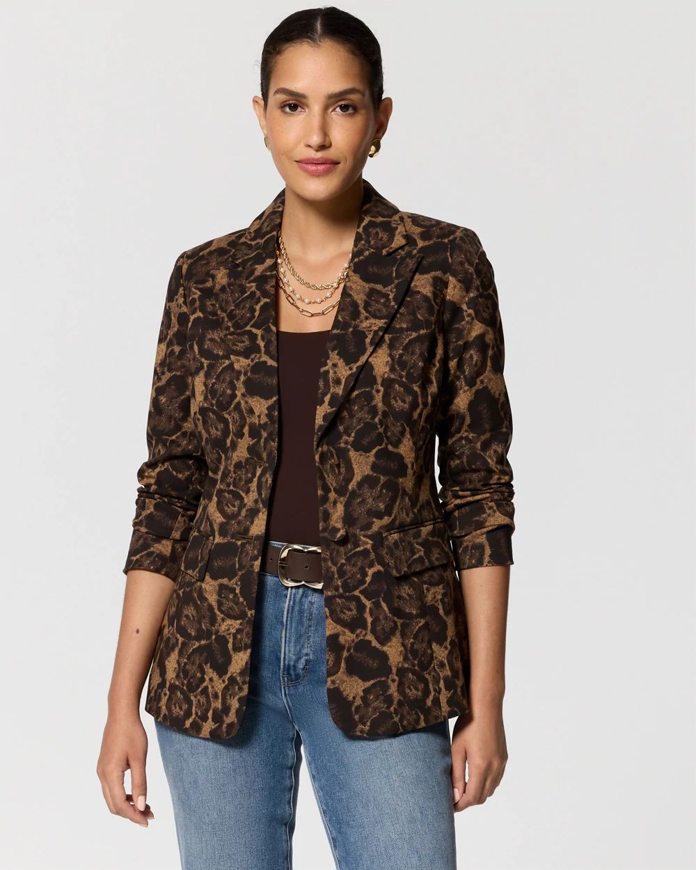 Petite Animal Print WHBM® Two-Button Studio Blazer