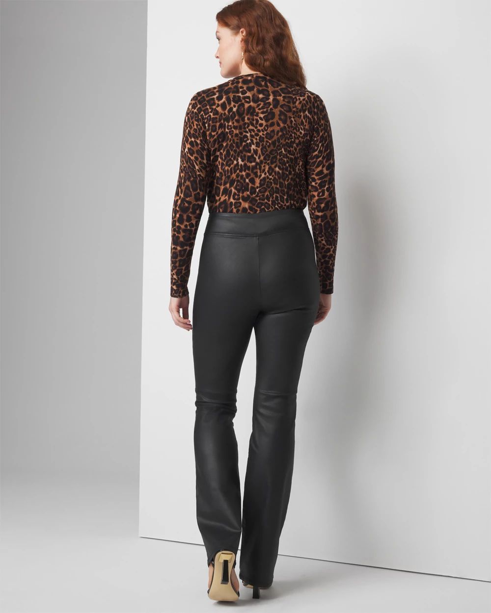 Curvy Extra High-Rise Coated Pull-On Flare Jeans