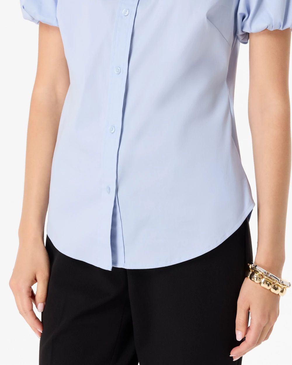 Puff Sleeve Poplin Shirt click to view larger image.