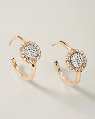 Mixed-Metal Coin Hoop Earrings