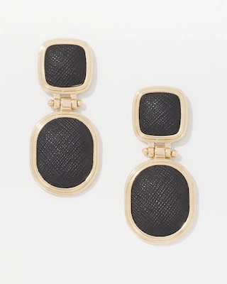 Black Textured Leather Drop Earrings click to view larger image.