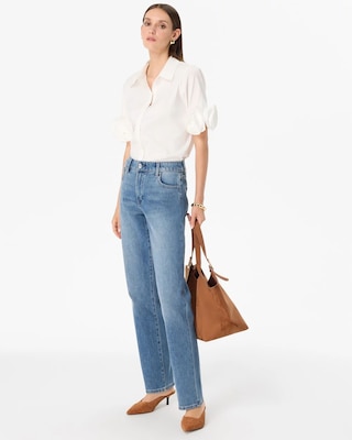 Rosette Sleeve Poplin Shirt click to view larger image.