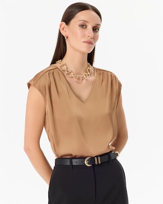 V-neck Crepe Shell