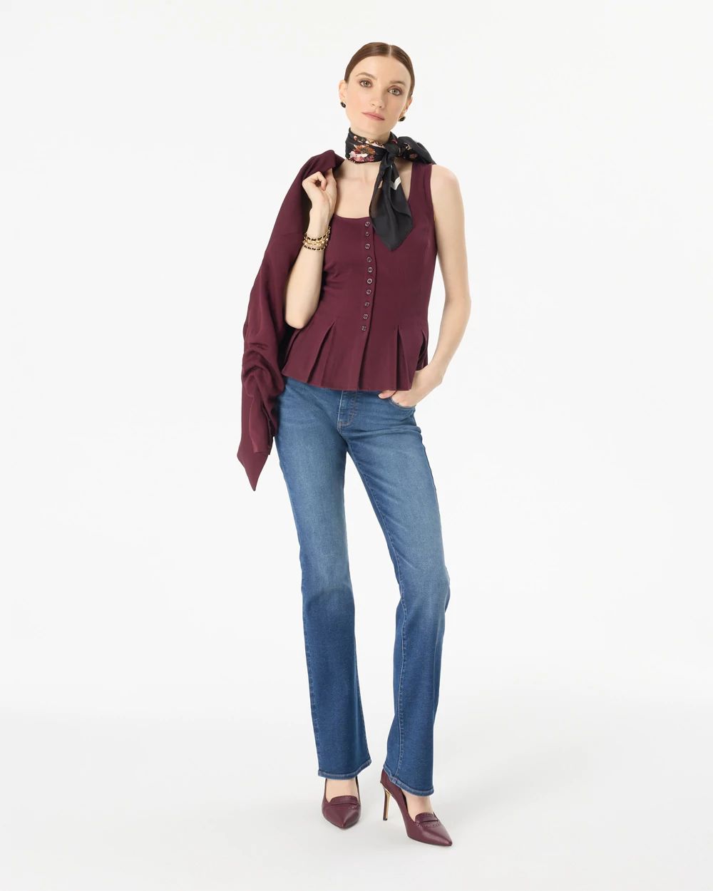 Peplum Button Front Top click to view larger image.
